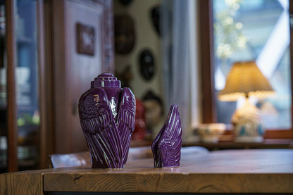 Pulvis Art Urns Keepsake Urn Handmade Cremation Keepsake Urn "Wings" - Small | Violet | Ceramic