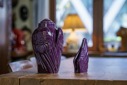 Pulvis Art Urns Keepsake Urn Handmade Cremation Keepsake Urn "Wings" - Small | Violet | Ceramic