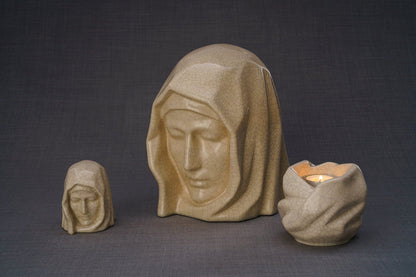 Pulvis Art Urns Keepsake Urn Handmade Mini Keepsake Urn "The Holy Mother" - Oxide Green | Ceramic