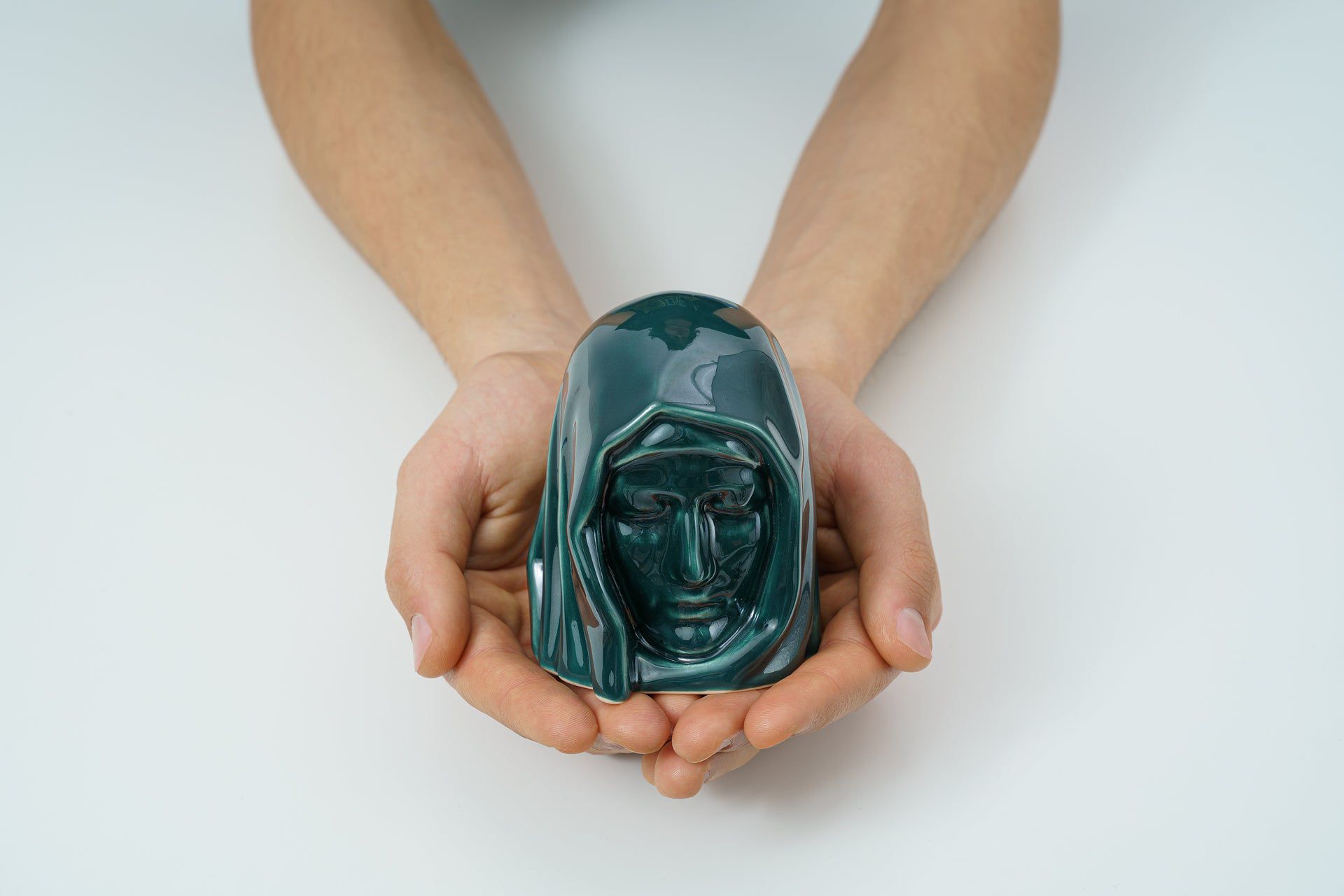 Pulvis Art Urns Keepsake Urn Handmade Mini Keepsake Urn "The Holy Mother" - Oxide Green | Ceramic