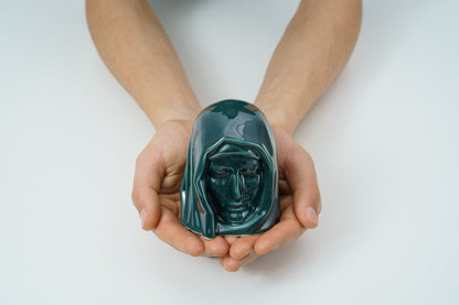 Pulvis Art Urns Keepsake Urn Handmade Mini Keepsake Urn "The Holy Mother" - Oxide Green | Ceramic