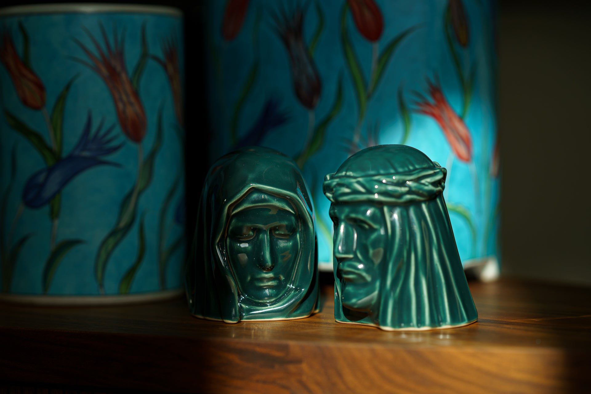 Pulvis Art Urns Keepsake Urn Handmade Mini Keepsake Urn "The Holy Mother" - Oxide Green | Ceramic