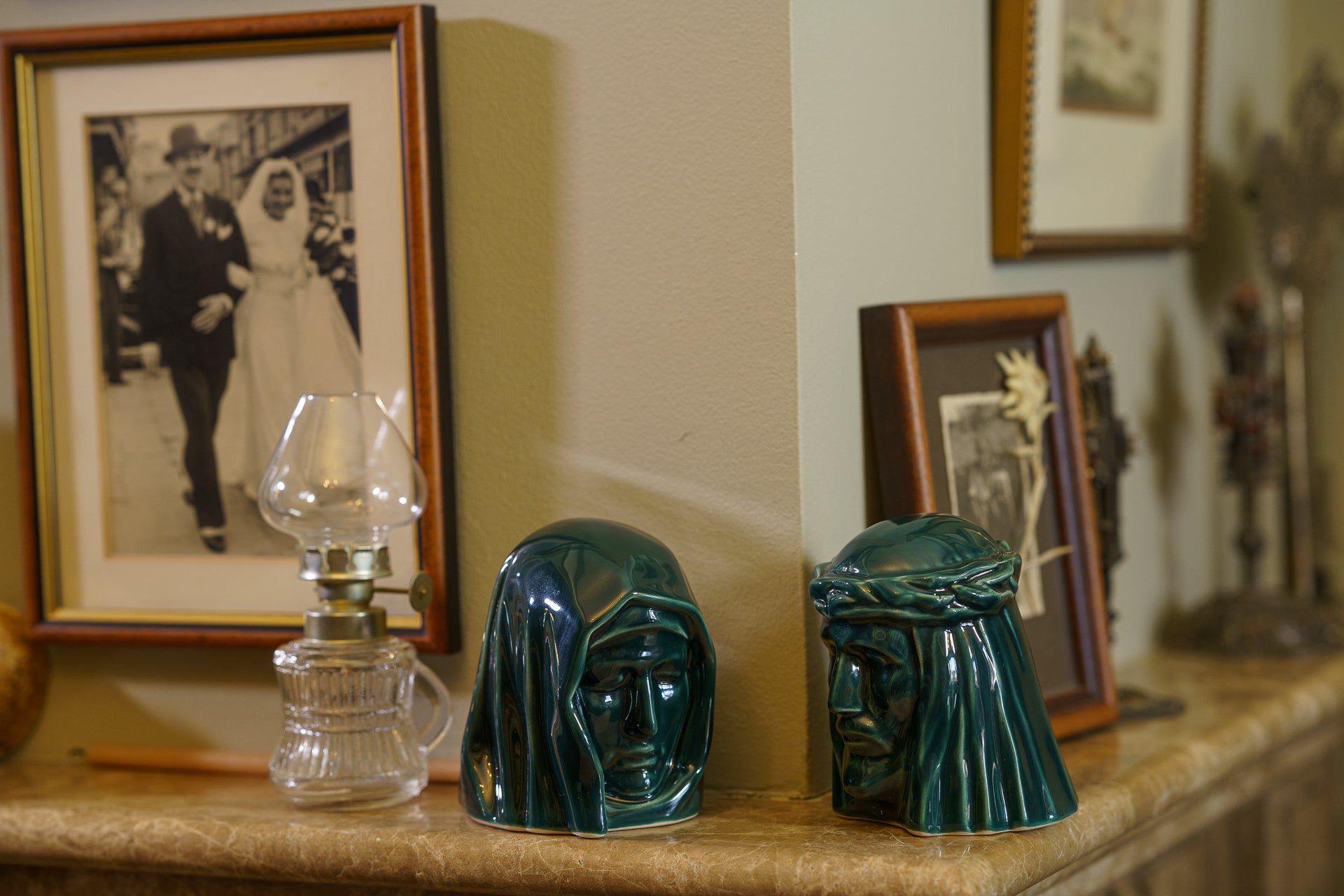 Pulvis Art Urns Keepsake Urn Handmade Mini Keepsake Urn "The Holy Mother" - Oxide Green | Ceramic