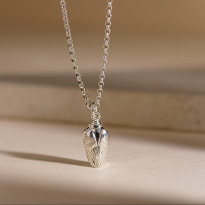 Pulvis Art Urns Memorial Cremation Necklace – Wings | Silver | Handmade Cremation Jewelry
