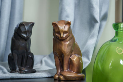 Pulvis Art Urns Pet Urn Cast Bronze Cat Urn "Neko" | Dark Matte Patina |Cast Bronze