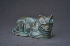 Cat Cremation Urn for Ashes - Green Melange | Ceramic | Handmade