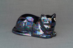 Cat Cremation Urn for Ashes - Rainbow Black | Ceramic | Handmade