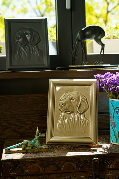 Pulvis Art Urns Pet Urn Labrador Pet Urn for Ashes - Beige Gray | Ceramic | Handmade