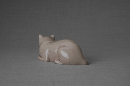 Pulvis Art Urns Pet Urn Mini Laying Cat Cremation Urn -Beige Grey | Ceramic