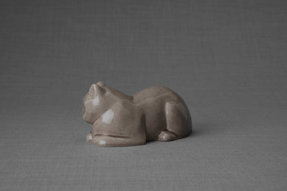 Pulvis Art Urns Pet Urn Mini Laying Cat Cremation Urn -Beige Grey | Ceramic