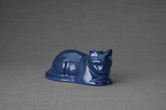 Mini urne funéraire pour chat couché – Mélange bleu | Céramique