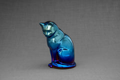 Urne funéraire Neko pour animaux de compagnie – Bleu brillant | Céramique | Fait main